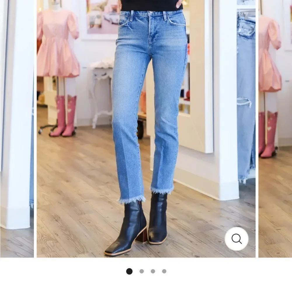 Frame Le High Straight jeans with raw hem size 25